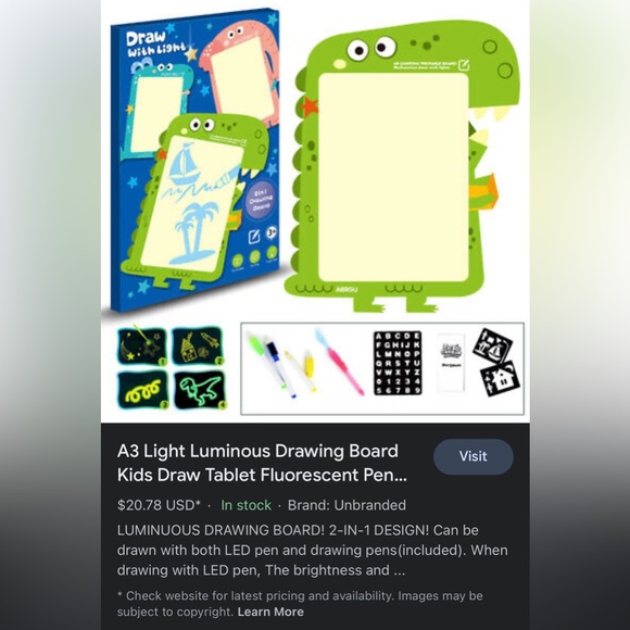 A3 Light Luminous Drawing Board Kids Draw Tablet Fluorescent Pen Educational Toy - Picture 2 of 6